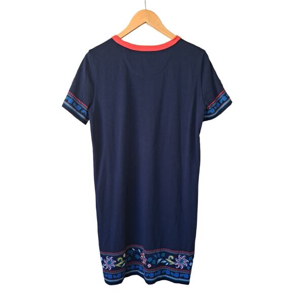 Tory Burch Black Mountain Floral Navy Multicolored T-Shirt Dress Medium - Picture 11 of 12